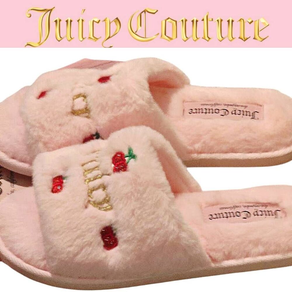 Juicy Couture JC Cherrie Rhinestone Cherry Slippers- Blush/Multi‎
